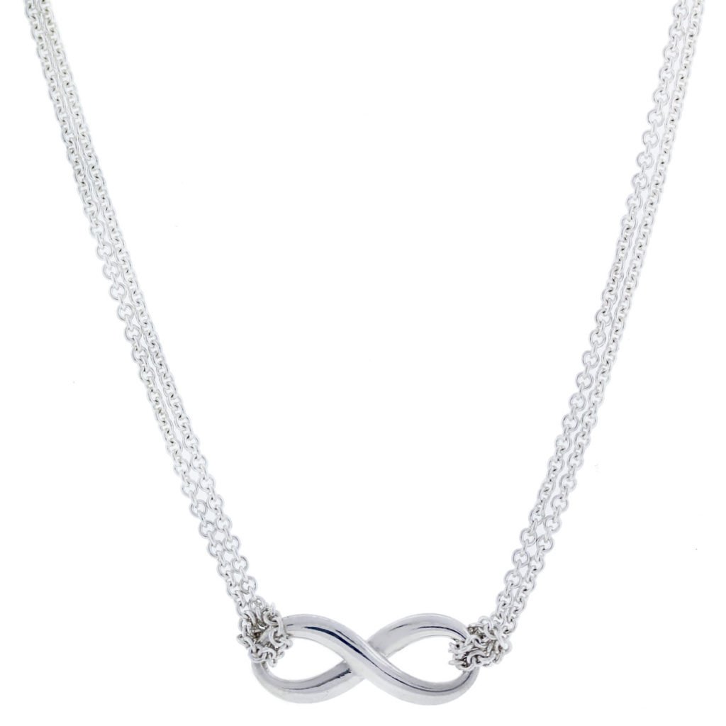 Tiffany & Co. Sterling Silver Infinity Charm Pendant Necklace Double Chain Never Liked It Anyway